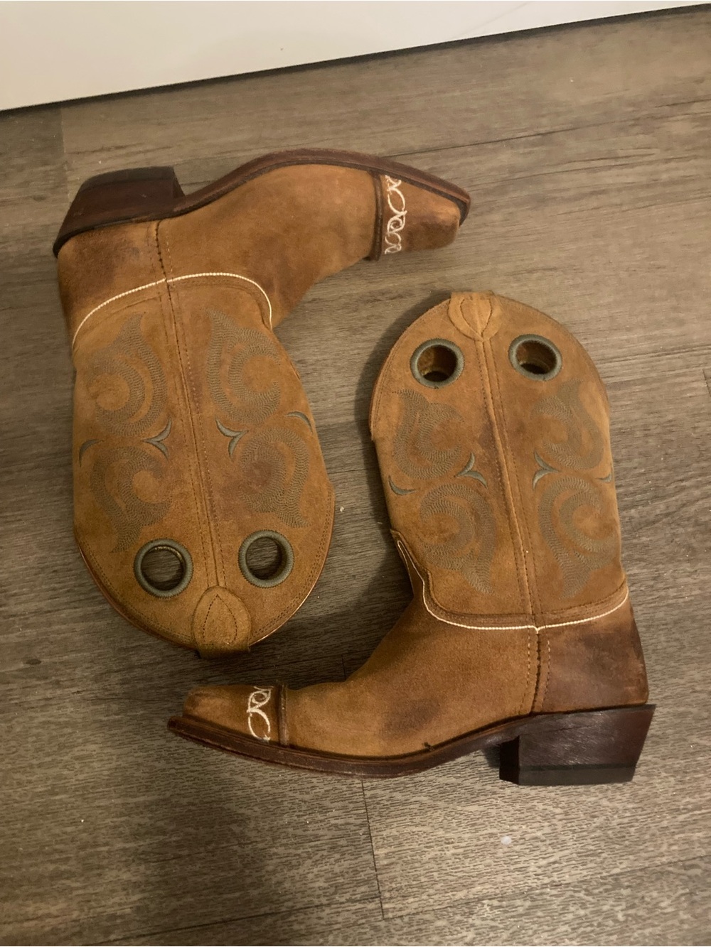 Justin Boots Tan Suede Western Pull-On Cowboy Boots